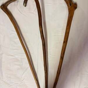 Three Vintage Antique Primitive Knobby Wood Root Walking Stick Cane